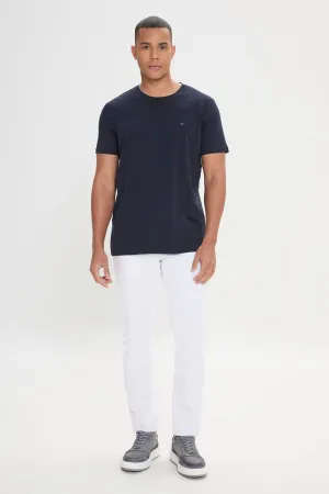 100 %Organic Cotton Men's Navy Blue Slim Fit Narrow Cut Cycling Bicycle Yaka T -shirt