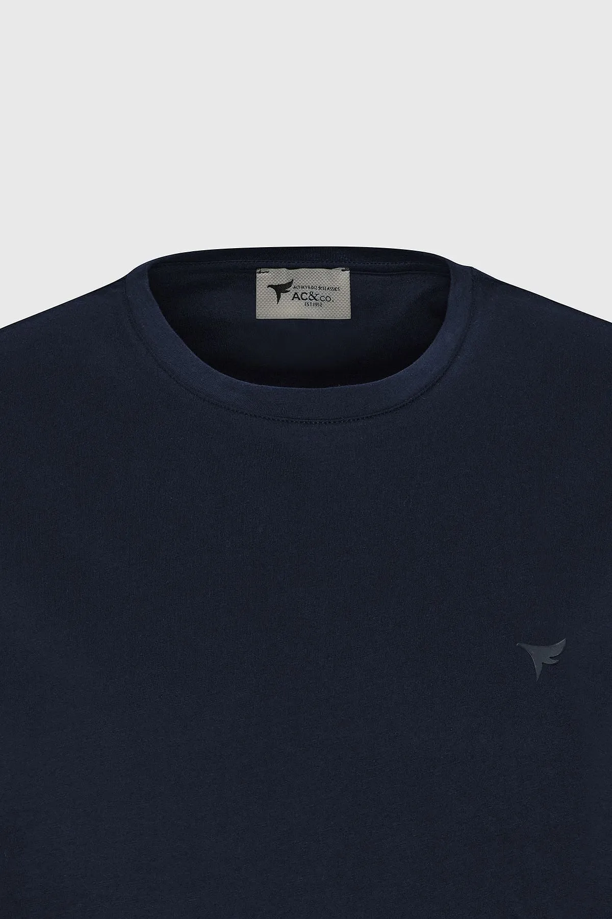 100 %Organic Cotton Men's Navy Blue Slim Fit Narrow Cut Cycling Bicycle Yaka T -shirt