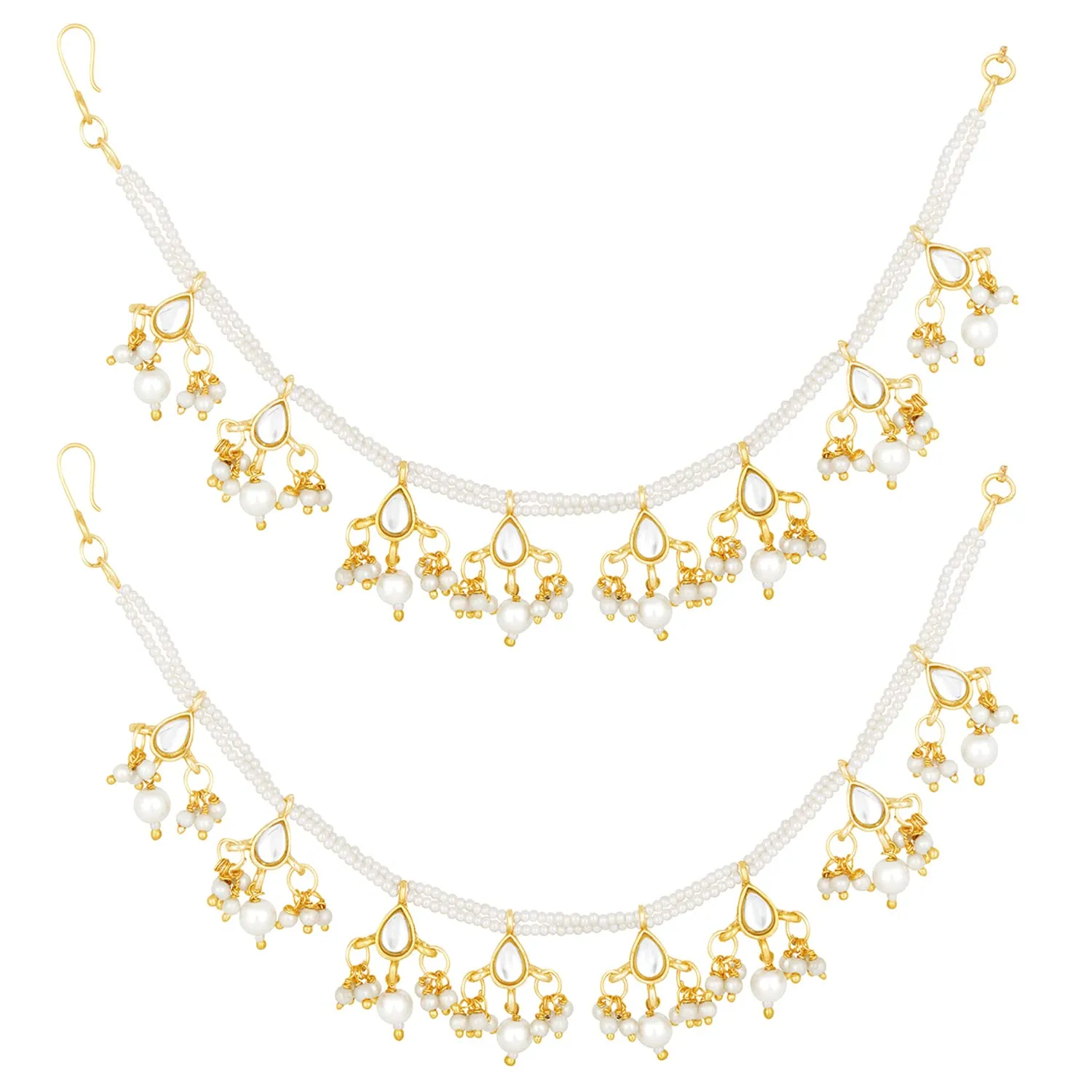 18k Gold Plated Long Pearl Drop Beads Hair Chain Accessories for Women - Wahe Jewels