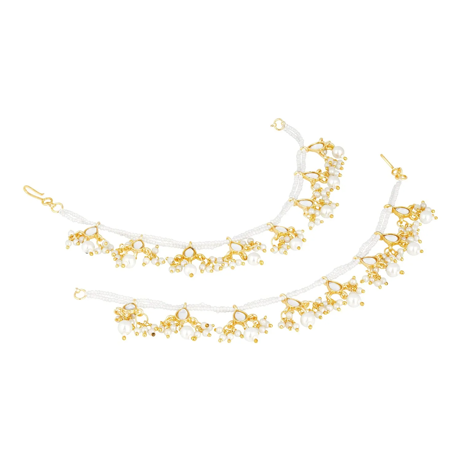 18k Gold Plated Long Pearl Drop Beads Hair Chain Accessories for Women - Wahe Jewels