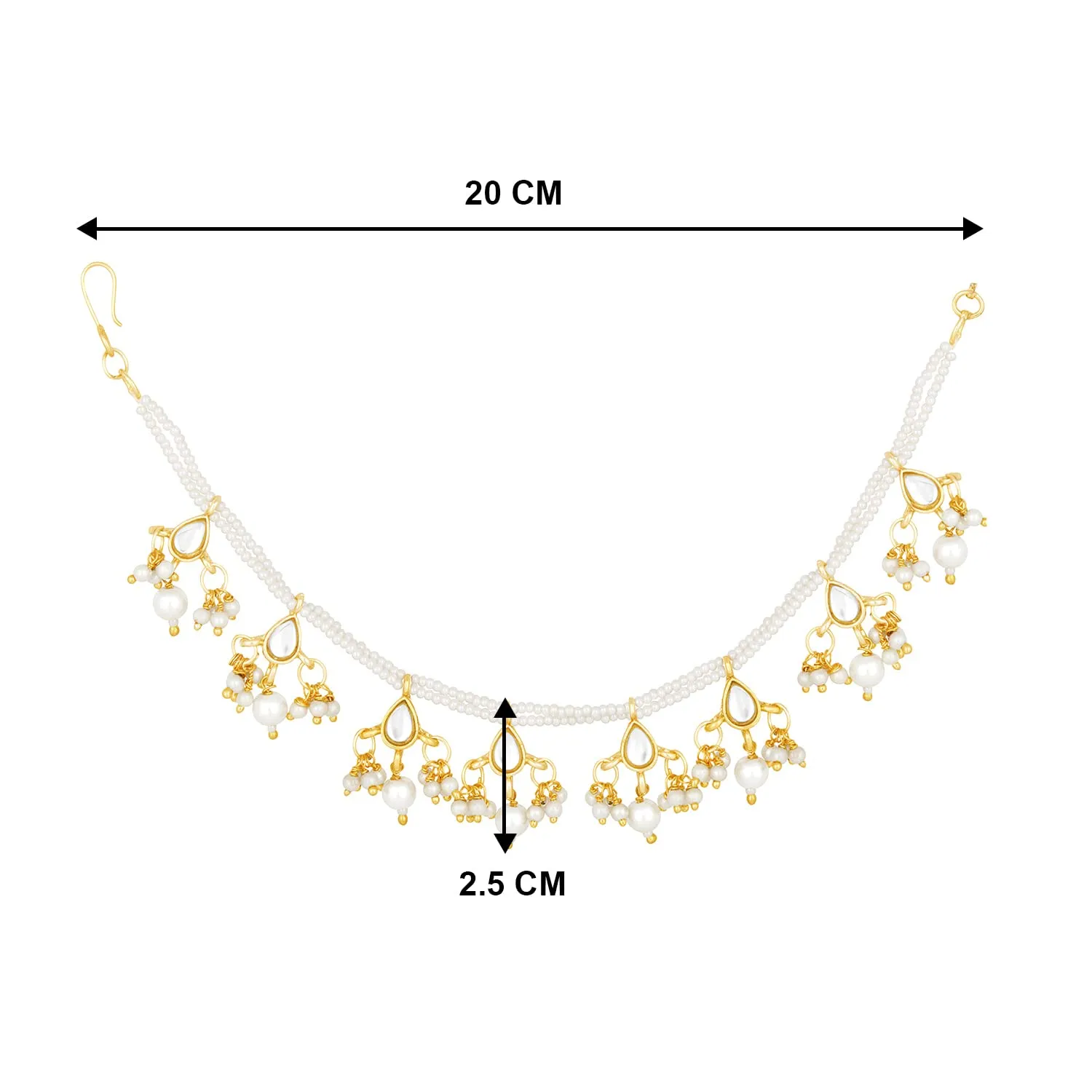 18k Gold Plated Long Pearl Drop Beads Hair Chain Accessories for Women - Wahe Jewels