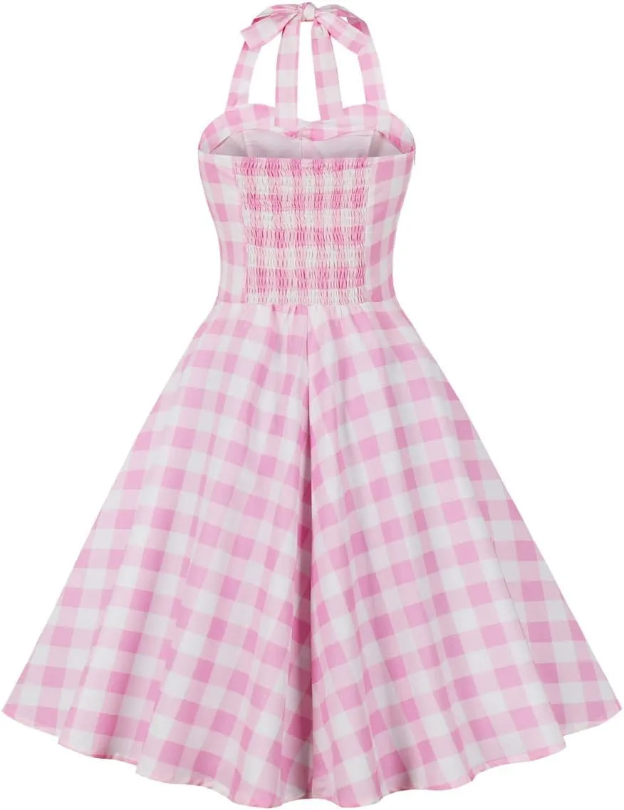1950s Dresses for Women Vintage Retro Cocktail Party Swing Dresses Halter Floral Rockabilly 50s Polka Dot Pin up Dress