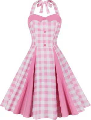1950s Dresses for Women Vintage Retro Cocktail Party Swing Dresses Halter Floral Rockabilly 50s Polka Dot Pin up Dress