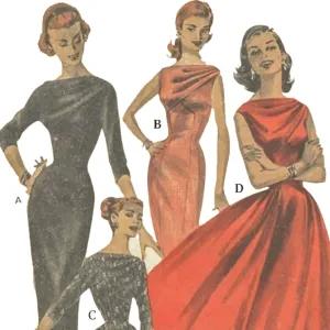 1950s Pattern, Rockabilly Princess Line Dress in Four Elegant Styles - Multi-sizes