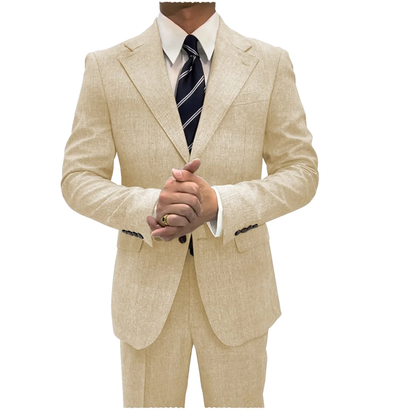 2 Pieces Single Button Notch Lapel Men Suit (Blazer Pants)