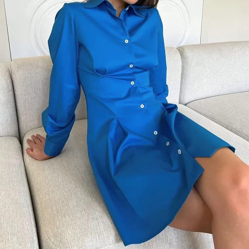 2022 Autumn Elegant Cotton Poplin Shirt Casual Dress