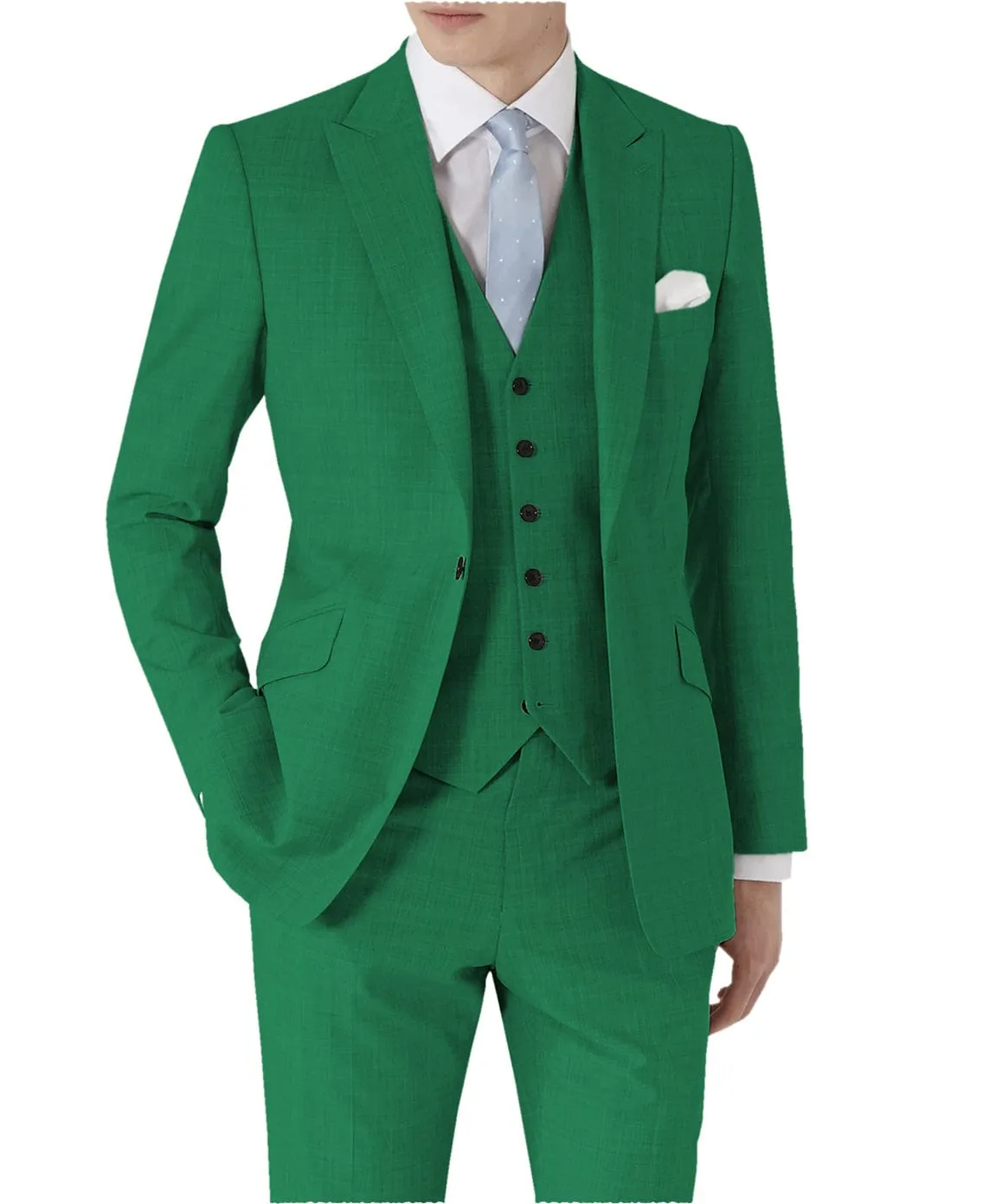 3 Pieces Single Buttons Peak Lapel Men Suit（Blazer Vest Pants）