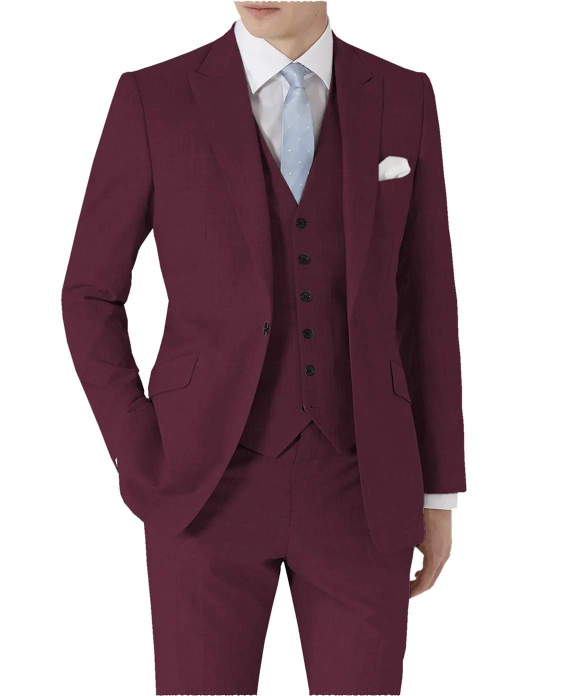 3 Pieces Single Buttons Peak Lapel Men Suit（Blazer Vest Pants）