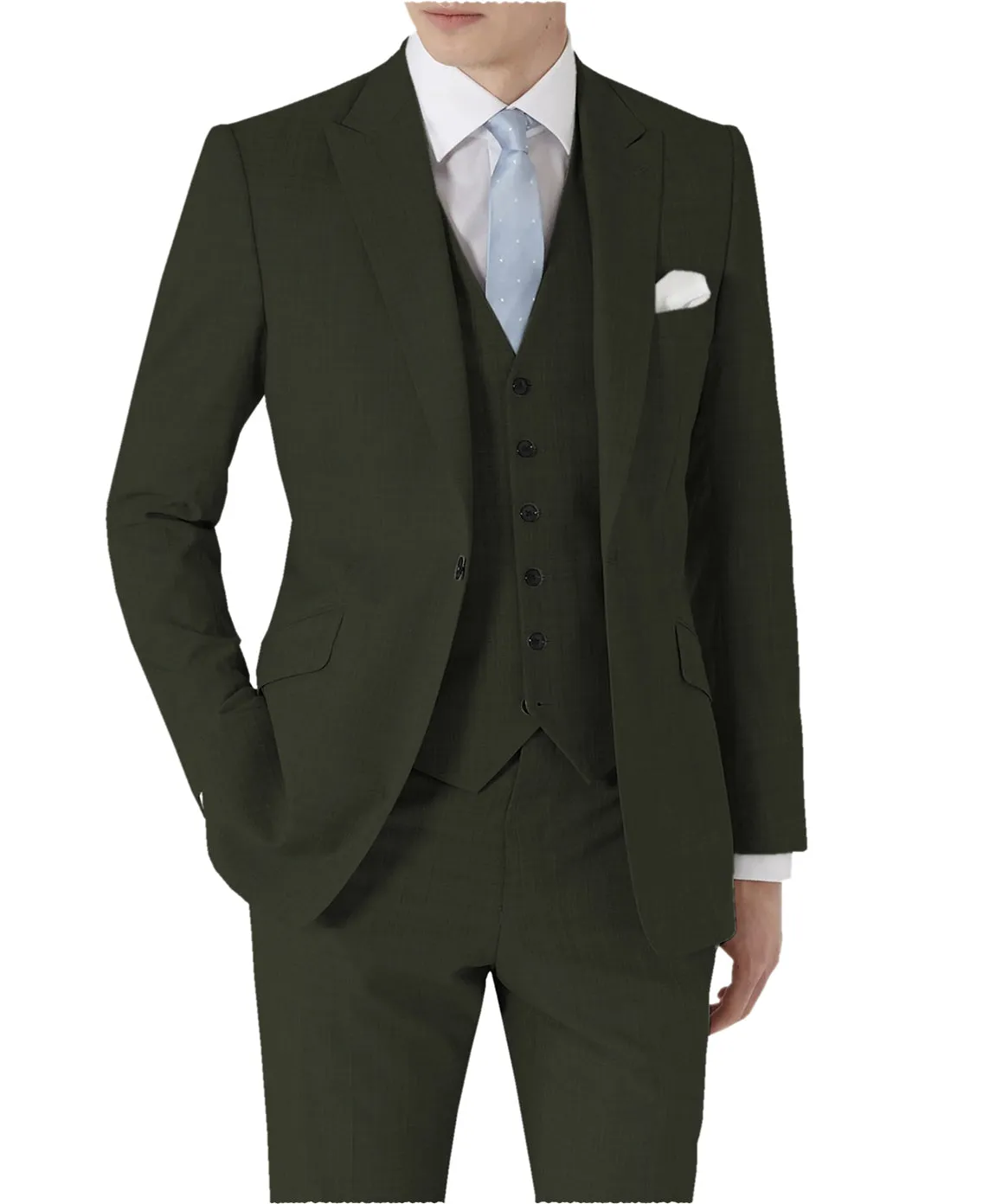 3 Pieces Single Buttons Peak Lapel Men Suit（Blazer Vest Pants）