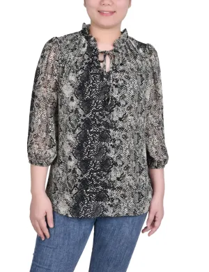 3/4 Length Sleeve Chiffon Blouse - Petite