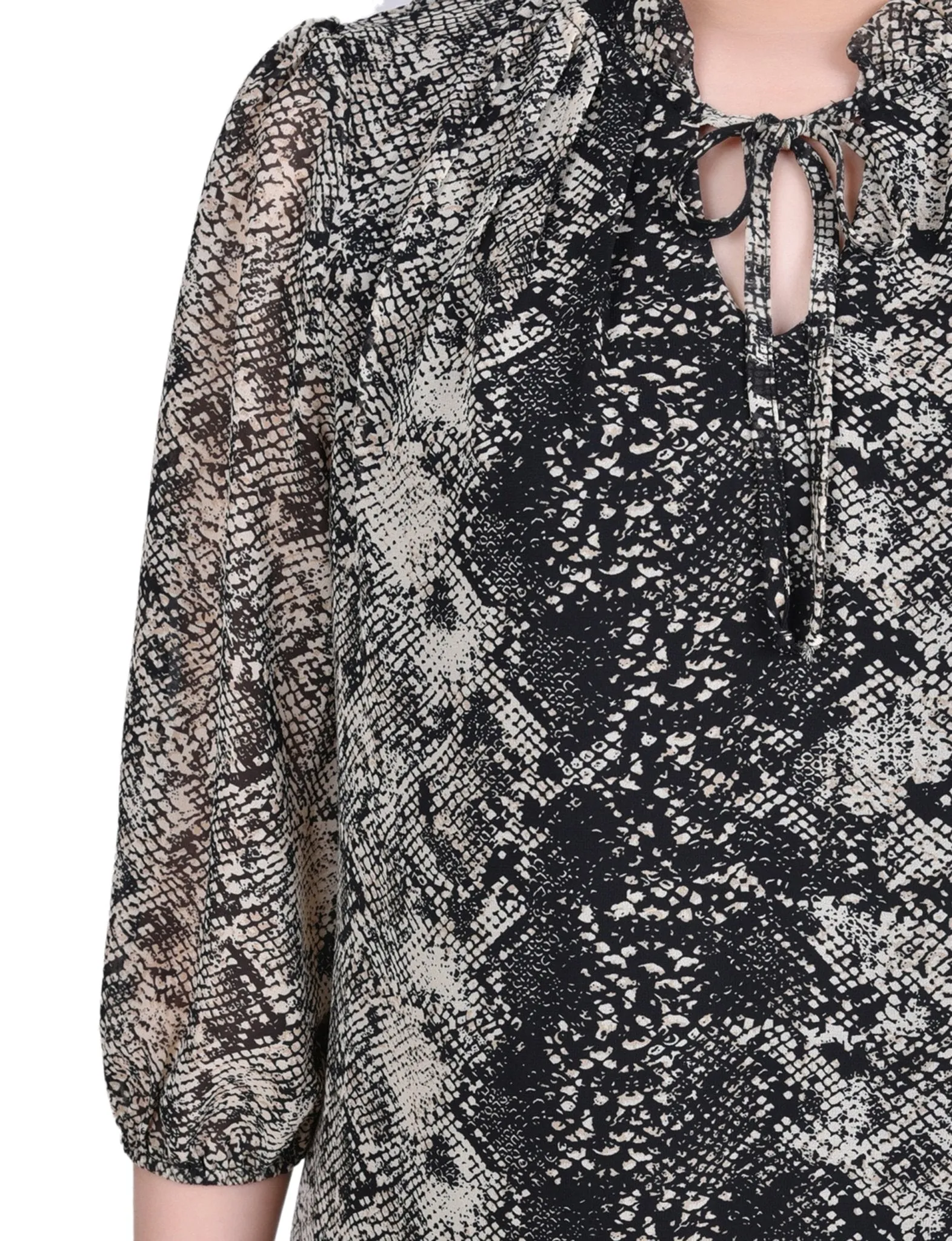 3/4 Length Sleeve Chiffon Blouse - Petite