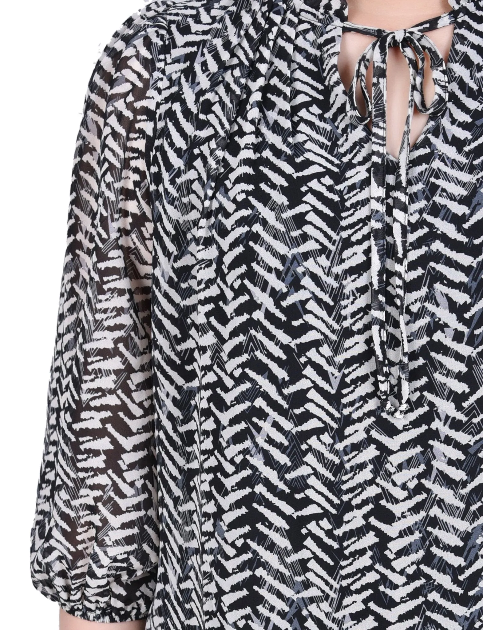 3/4 Length Sleeve Chiffon Blouse - Petite