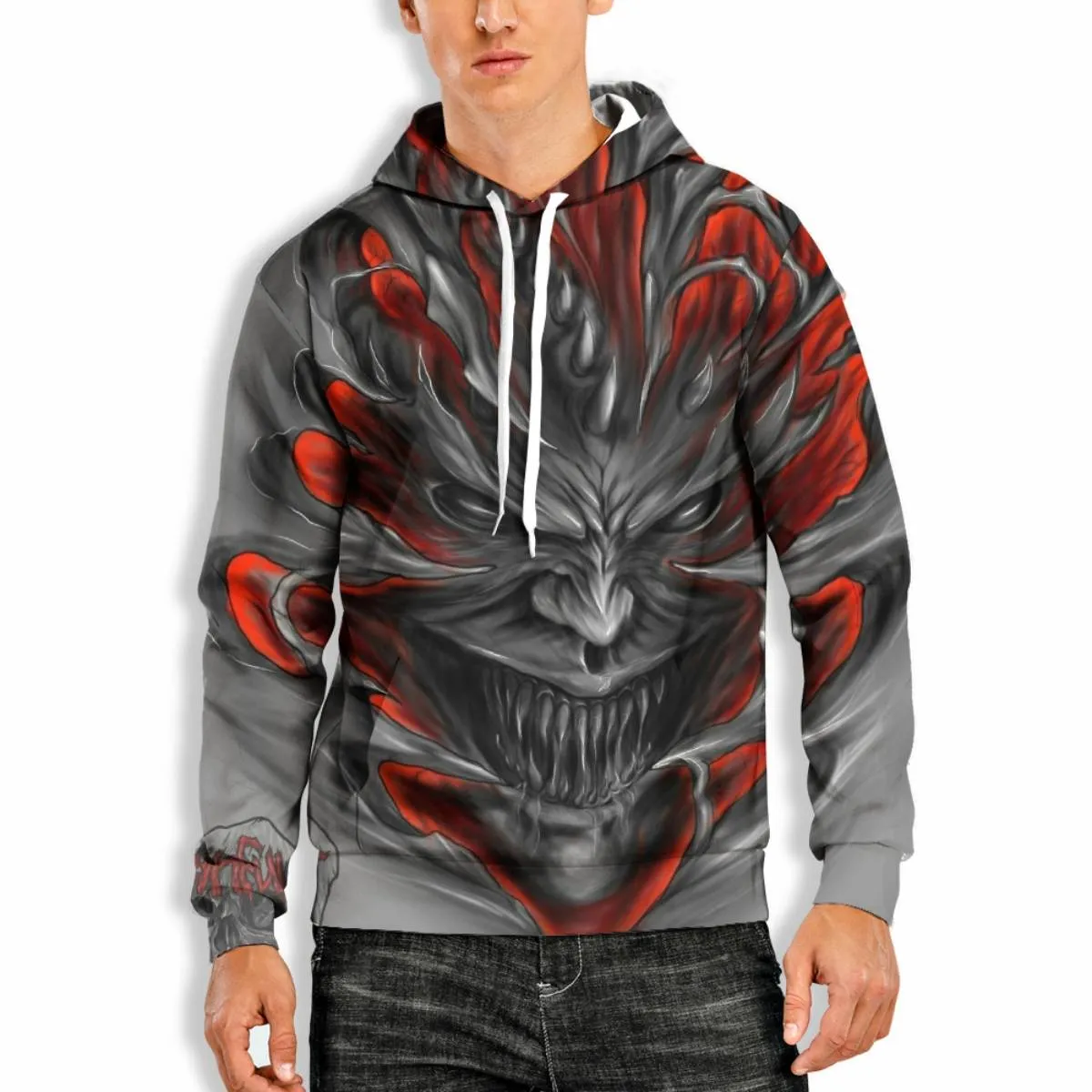 3D PRINT HOODIE WITH SKULL PRINT Print