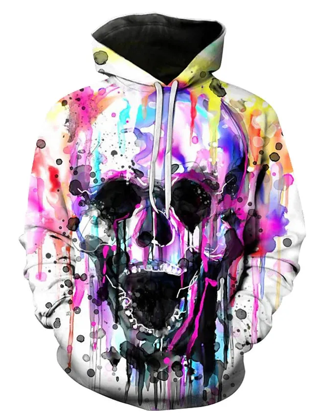 3D PRINT HOODIE WITH SKULL PRINT Print