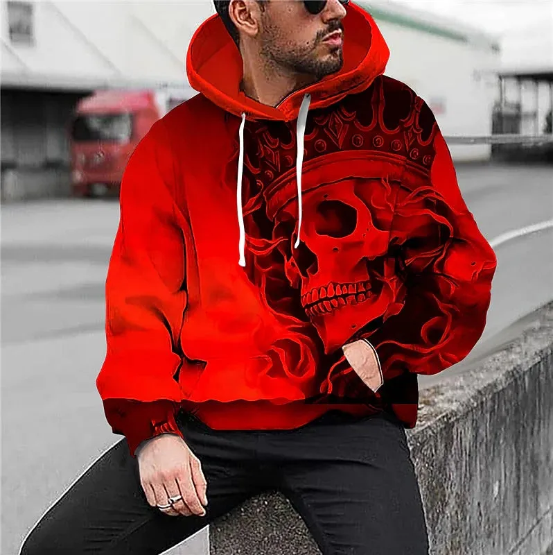 3D PRINT HOODIE WITH SKULL PRINT Print