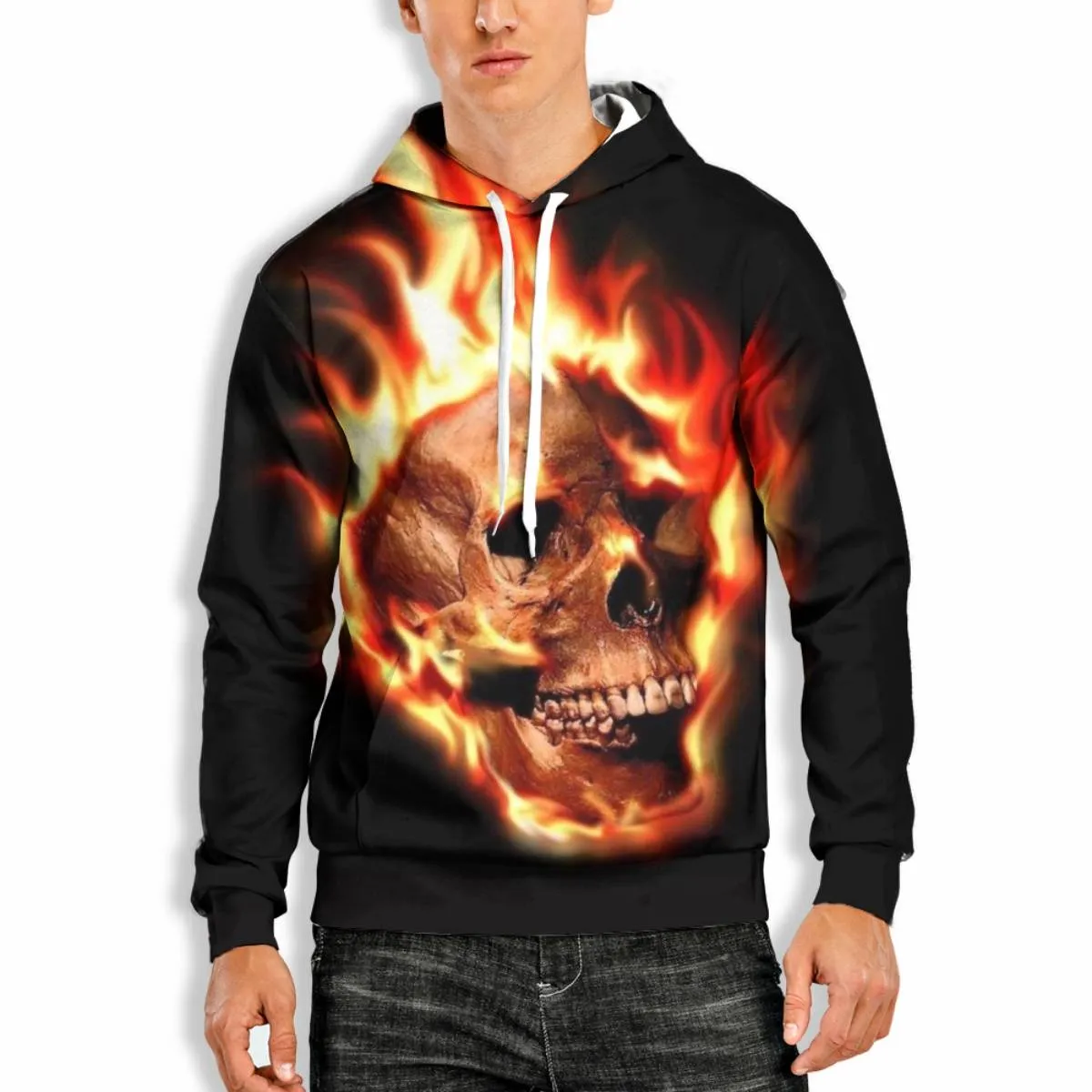 3D PRINT HOODIE WITH SKULL PRINT Print