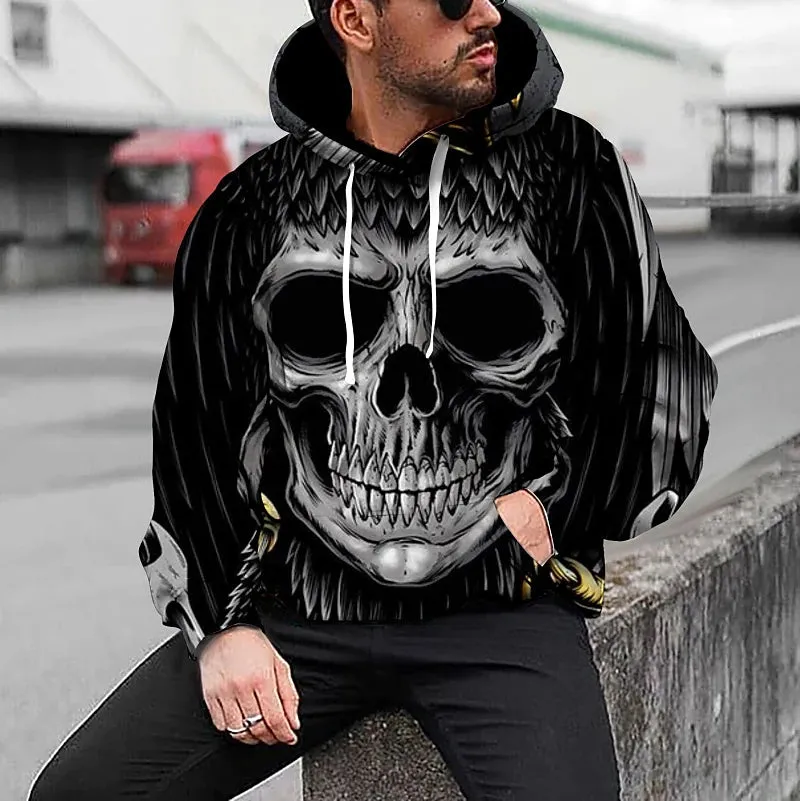 3D PRINT HOODIE WITH SKULL PRINT Print