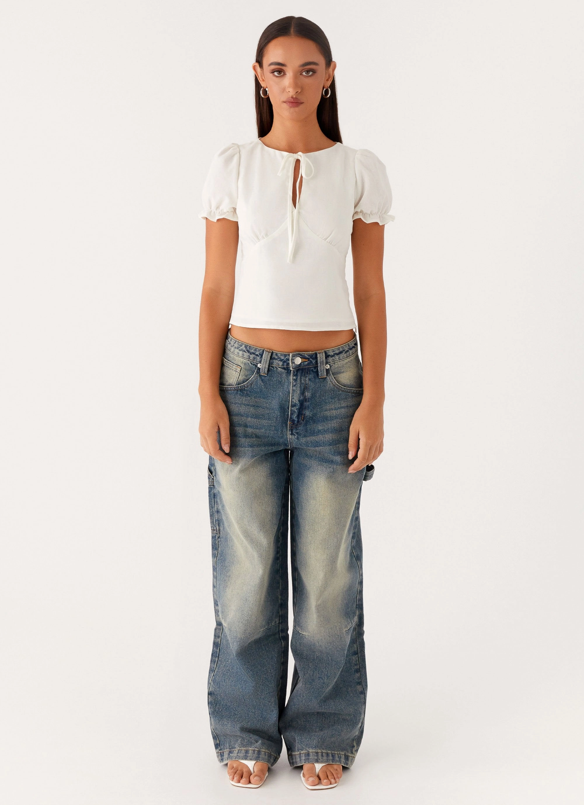 These Words Puff Sleeve Top - White OdorResistant