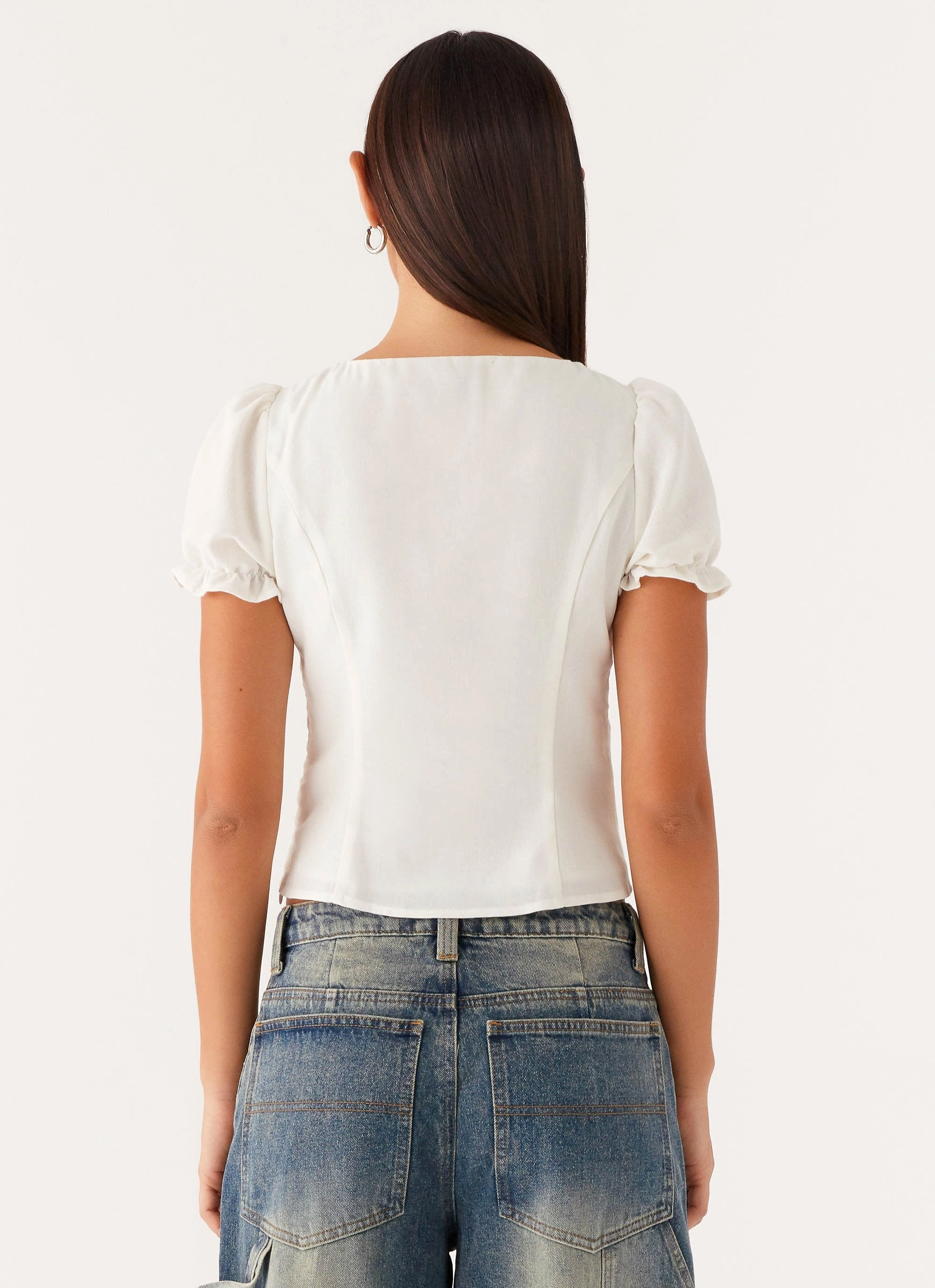 These Words Puff Sleeve Top - White AbrasionResistant Timeless Cut