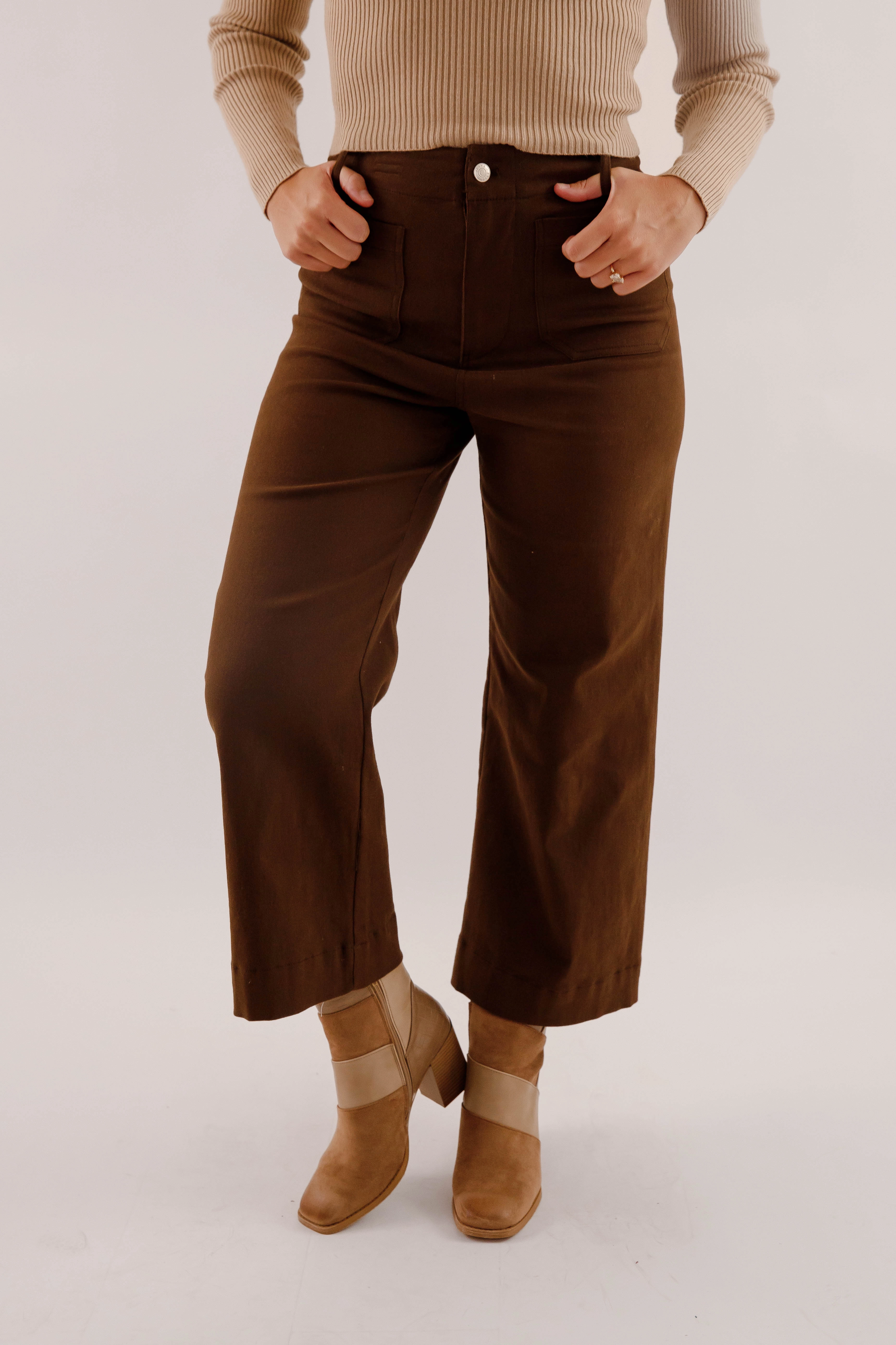 Taking A Pause Denim-Brown All Day Comfort Fit Minimal Fit