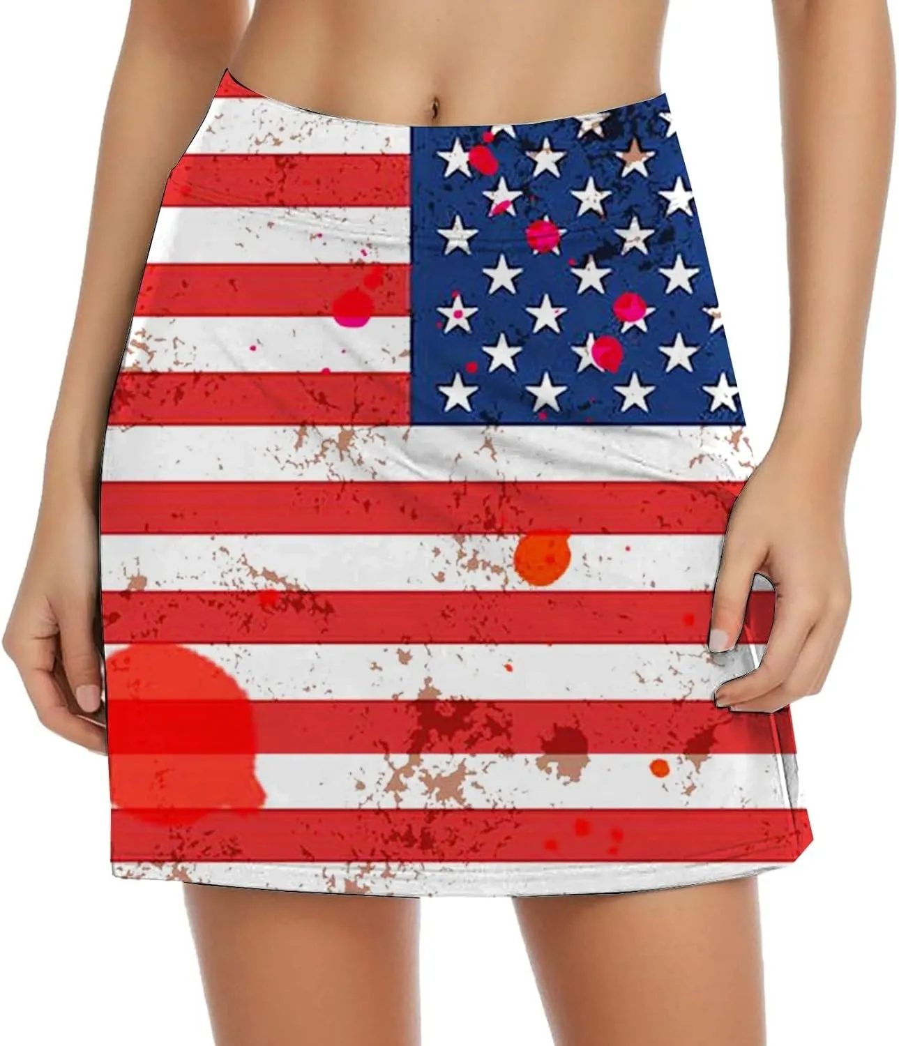4th of July Tennis Skirts for Women Pleated Athletic Skort Lightweight Golf Skirts with Shorts Pocket Workout Pickleball