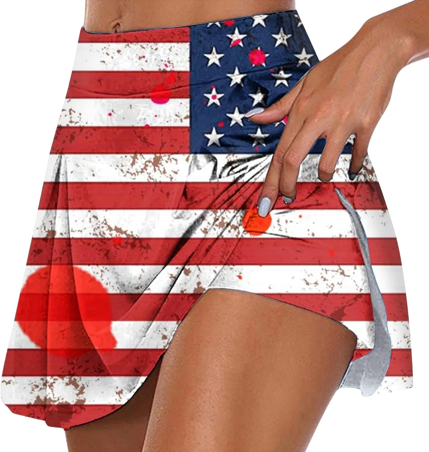 4th of July Tennis Skirts for Women Pleated Athletic Skort Lightweight Golf Skirts with Shorts Pocket Workout Pickleball