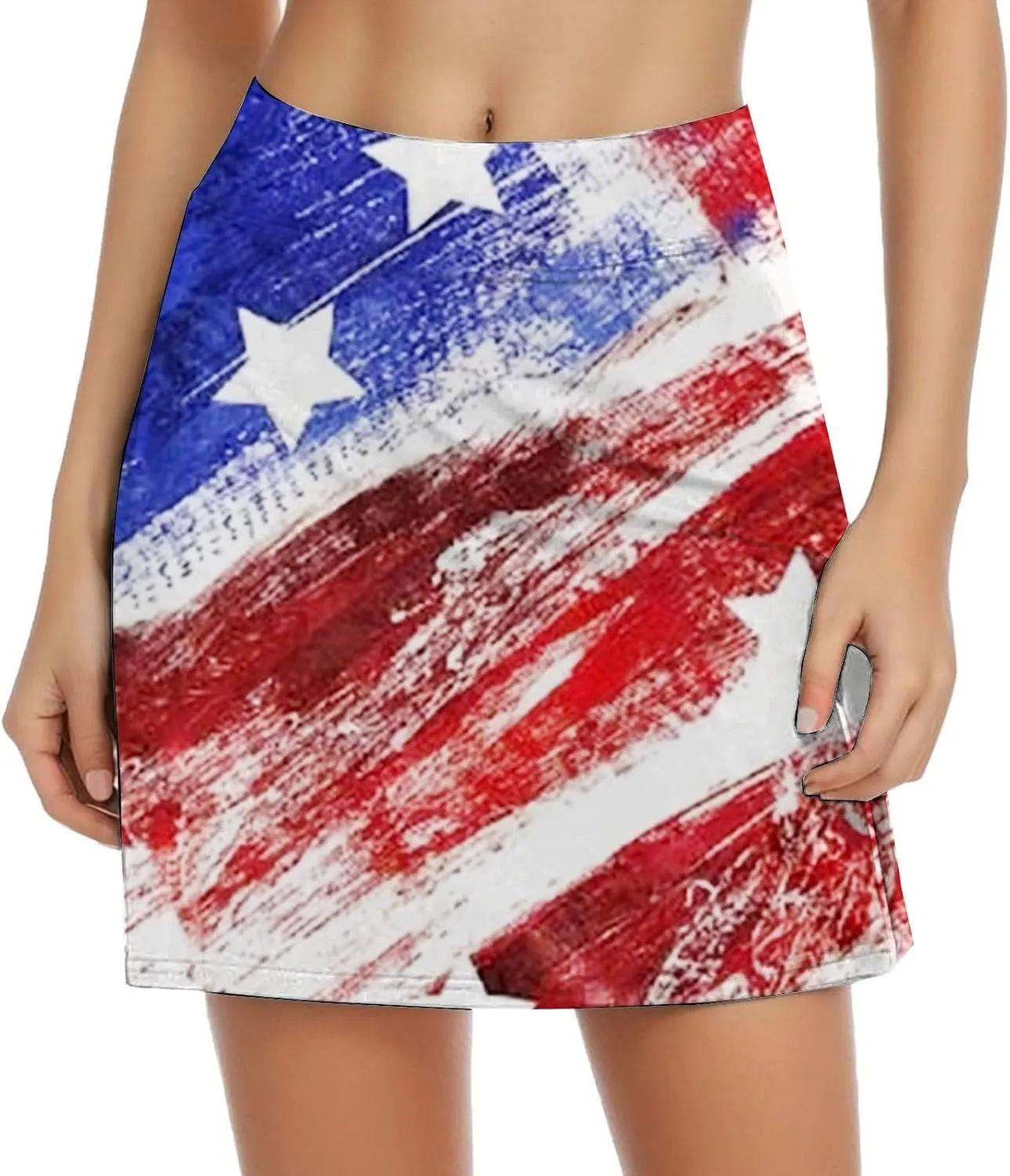 4th of July Tennis Skirts for Women Pleated Athletic Skort Lightweight Golf Skirts with Shorts Pocket Workout Pickleball