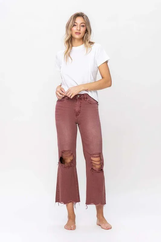 90S VINTAGE HIGH RISE CROP FLARE JEAN