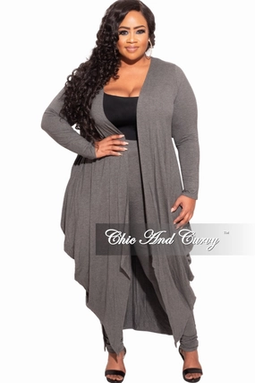 *Final Sale Plus Size 2-pc Set Duster and Leggings in Charcoal Core Flex