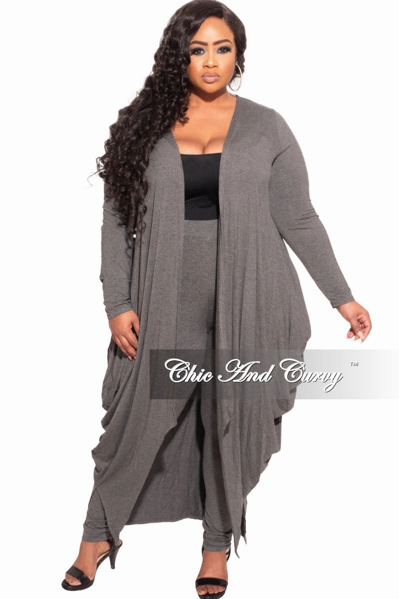 *Final Sale Plus Size 2-pc Set Duster and Leggings in Charcoal Flexible Performance Light and Cozy