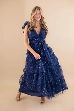 A Dramatic Entrance Maxi Dress-Navy Shade Soft