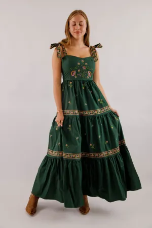 A Feeling of Gratitude Maxi Dress-Hunter Green Side Slit All weather