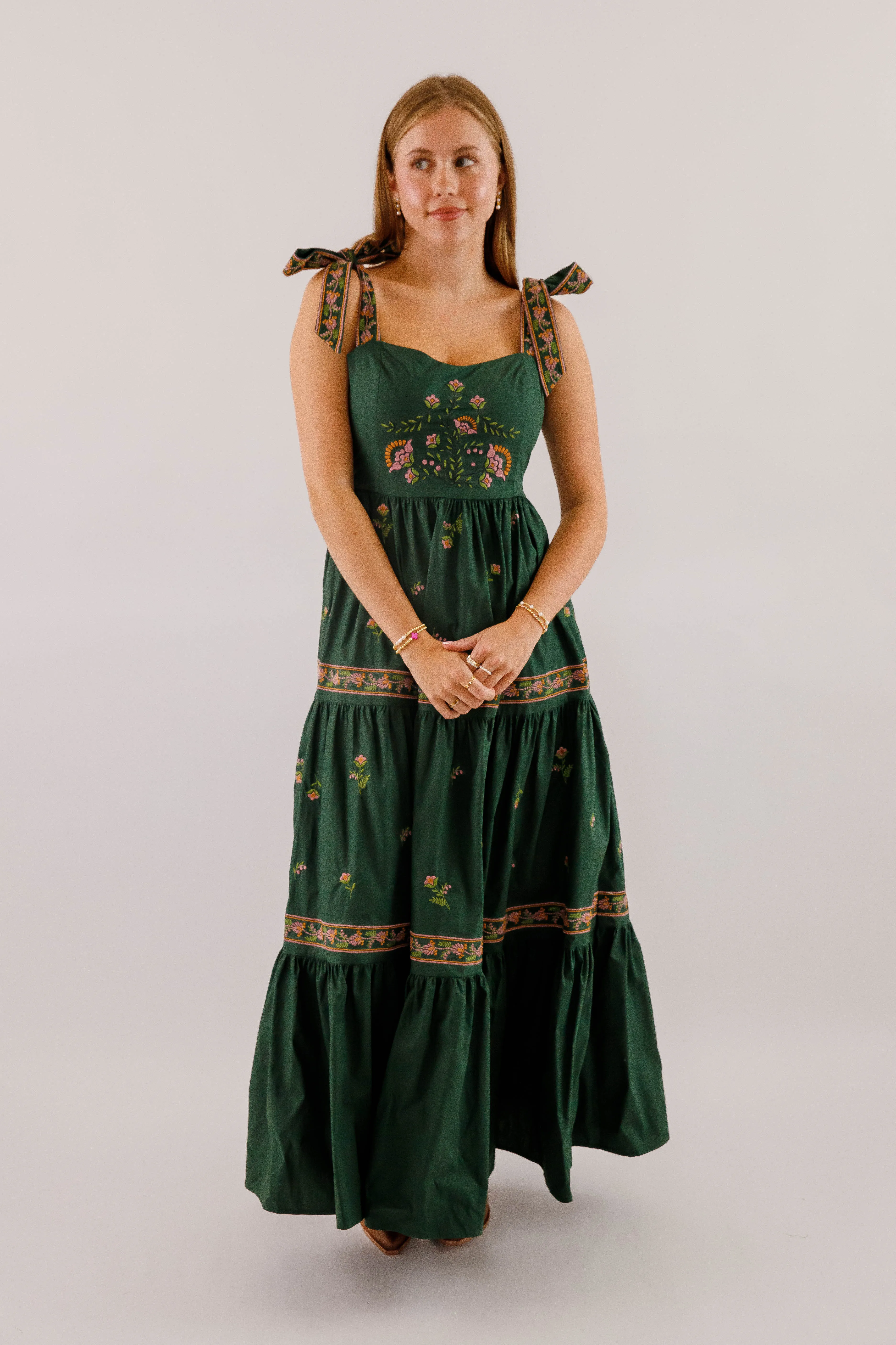 A Feeling of Gratitude Maxi Dress-Hunter Green soft elegance