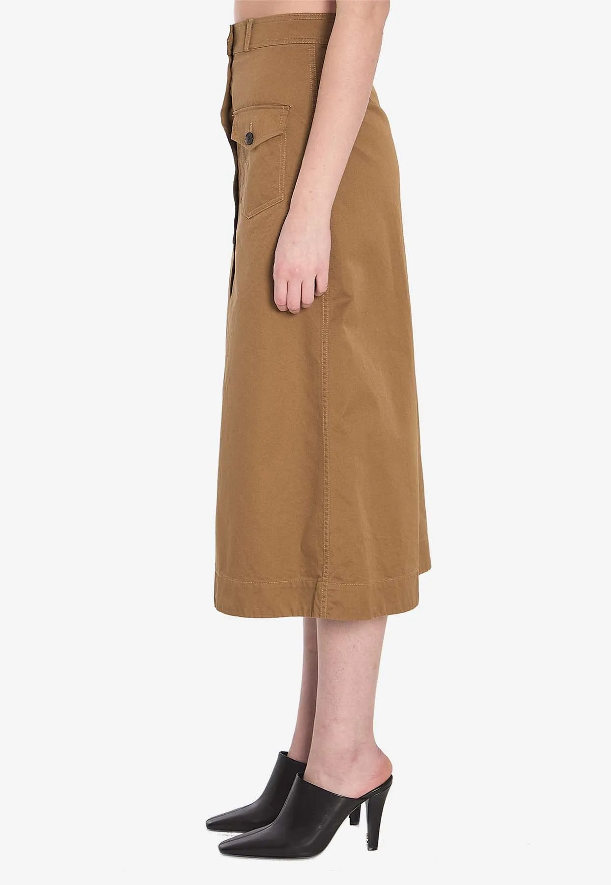 A-line Buttoned Midi Skirt