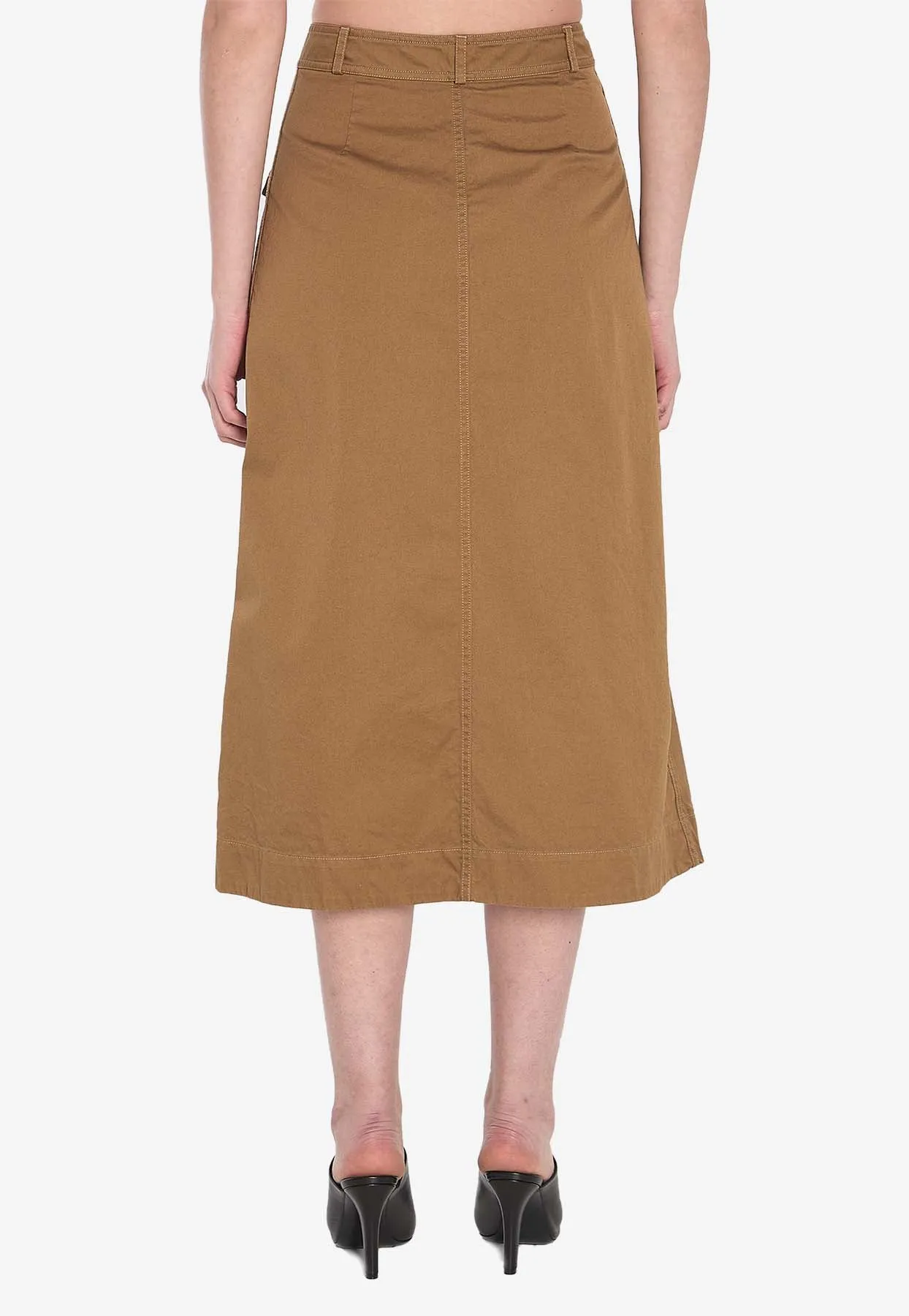 A-line Buttoned Midi Skirt