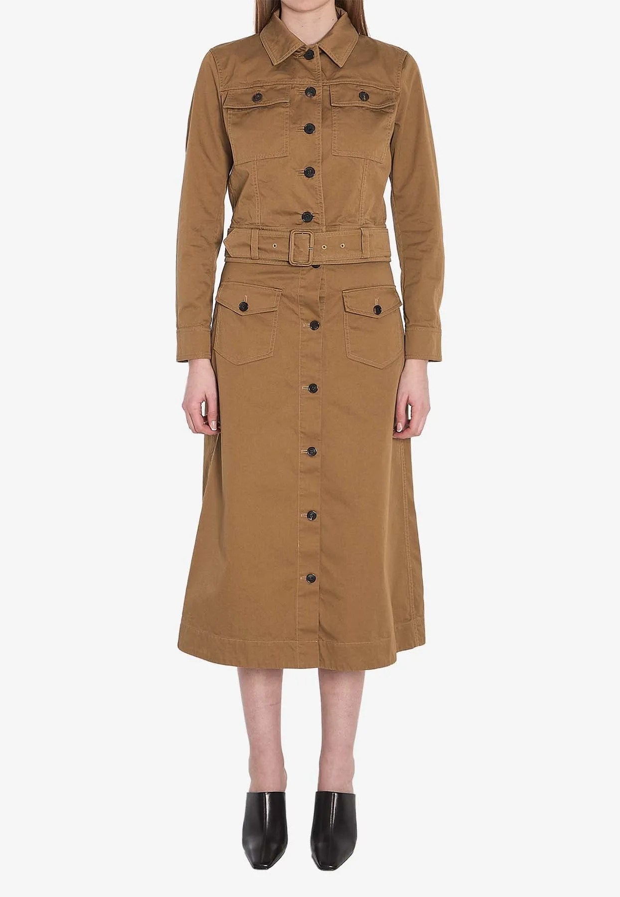 A-line Buttoned Midi Skirt