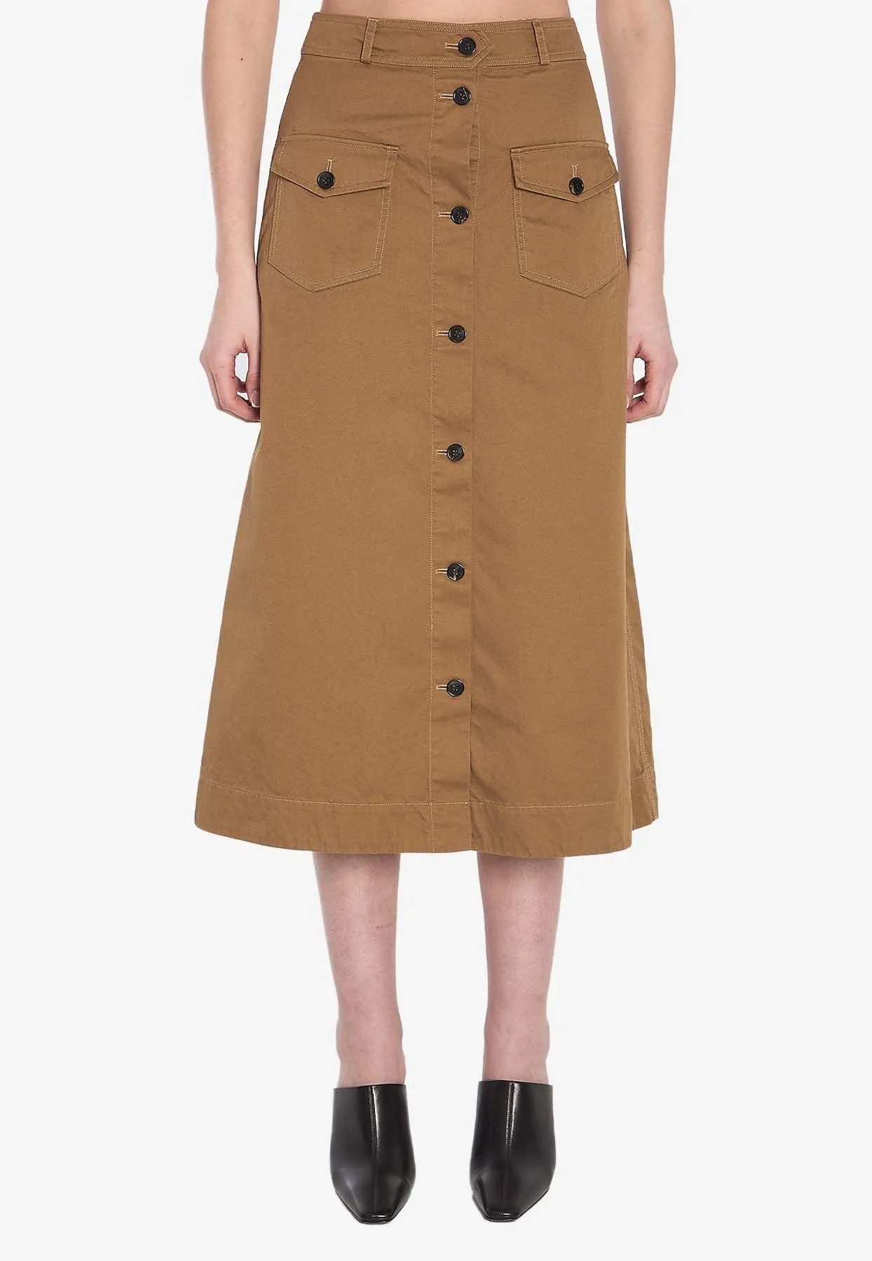 A-line Buttoned Midi Skirt
