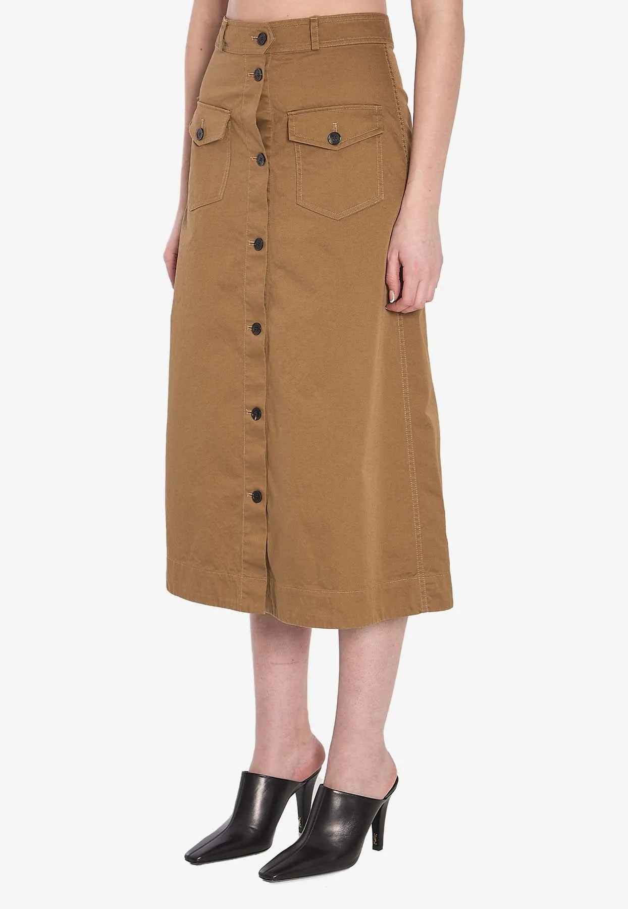 A-line Buttoned Midi Skirt