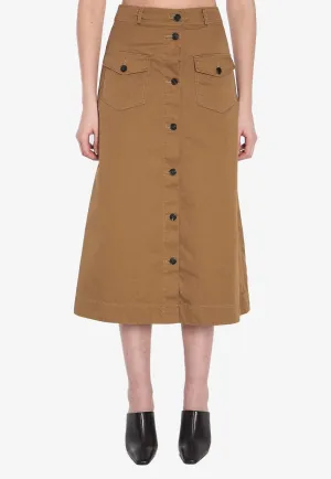 A-line Buttoned Midi Skirt