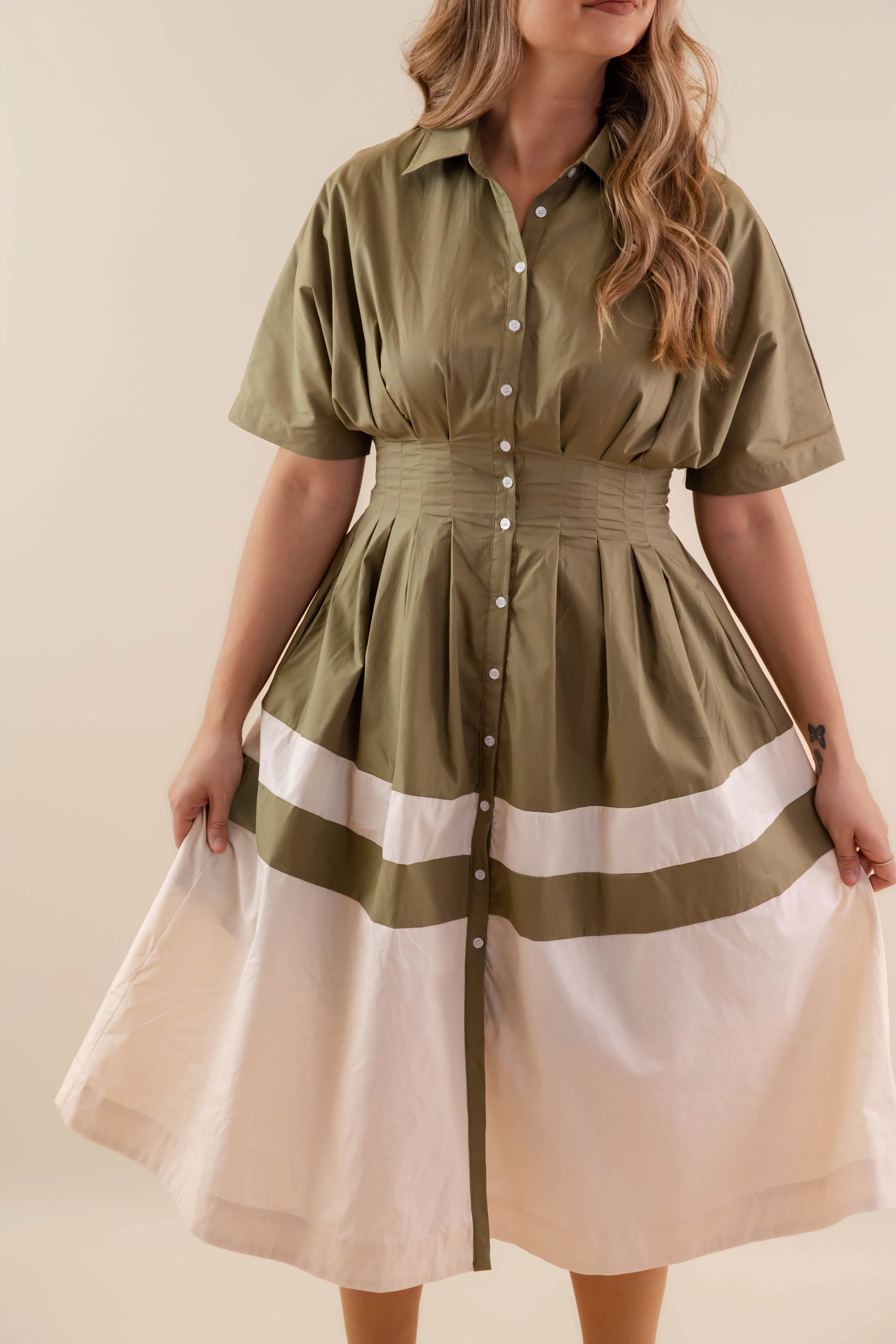 Neutral Finish Classic-style A Resilient Nature Midi Dress