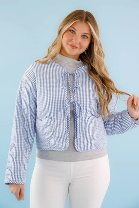 Ergonomic Shoulder Shape A Charming Sense Gingham Jacket
