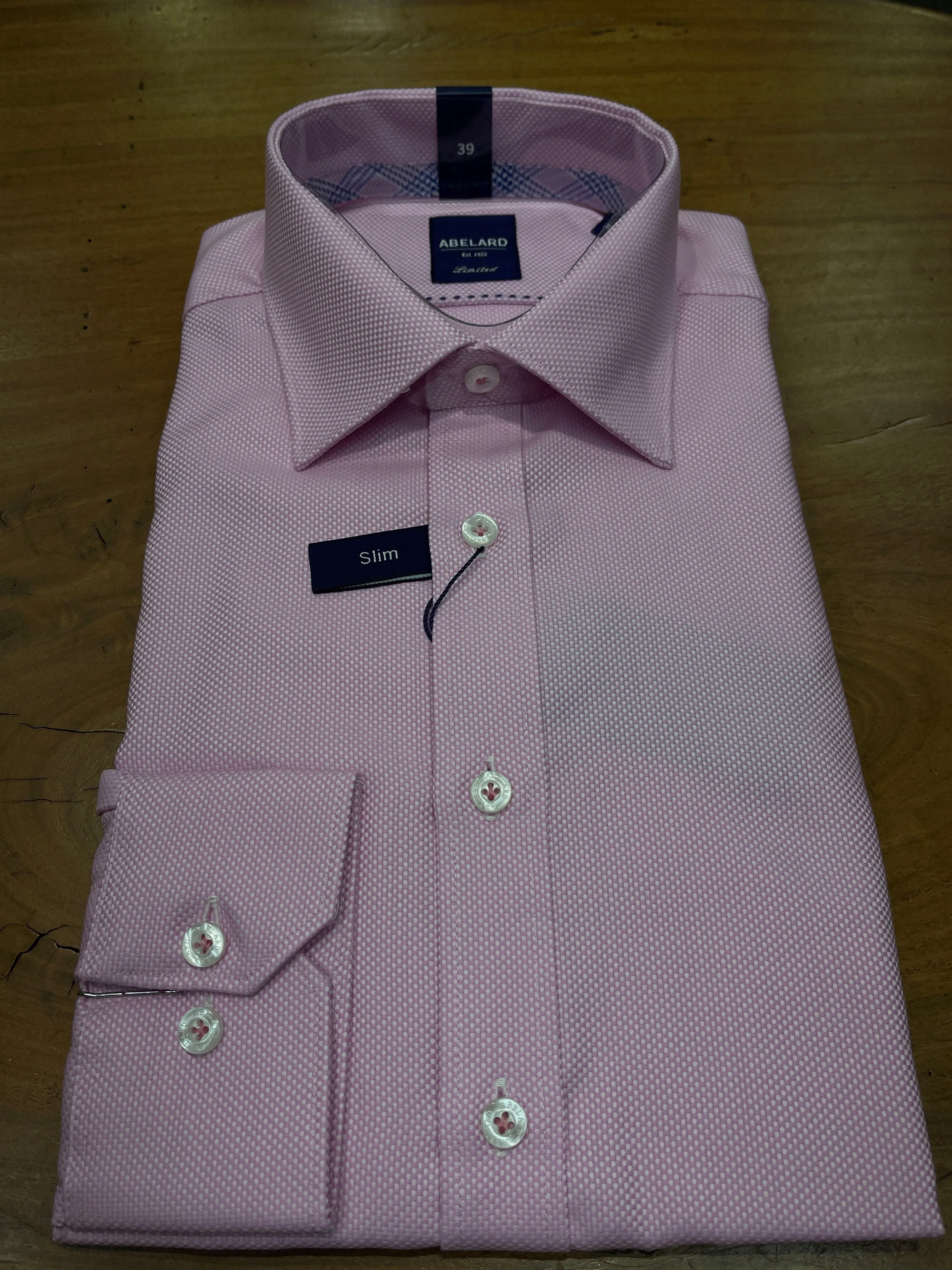 Abelard - Long Sleeve Business Shirt - Dots - Pink & White
