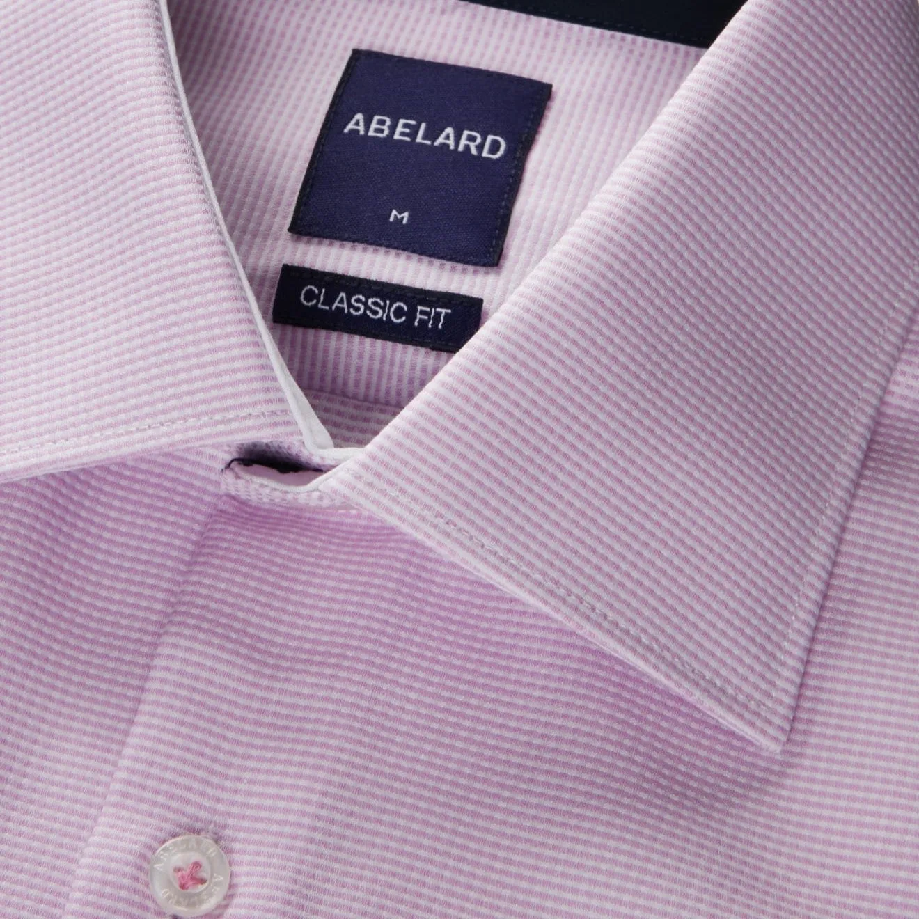 Abelard - Long Sleeve Business Shirt - Textured - Pink