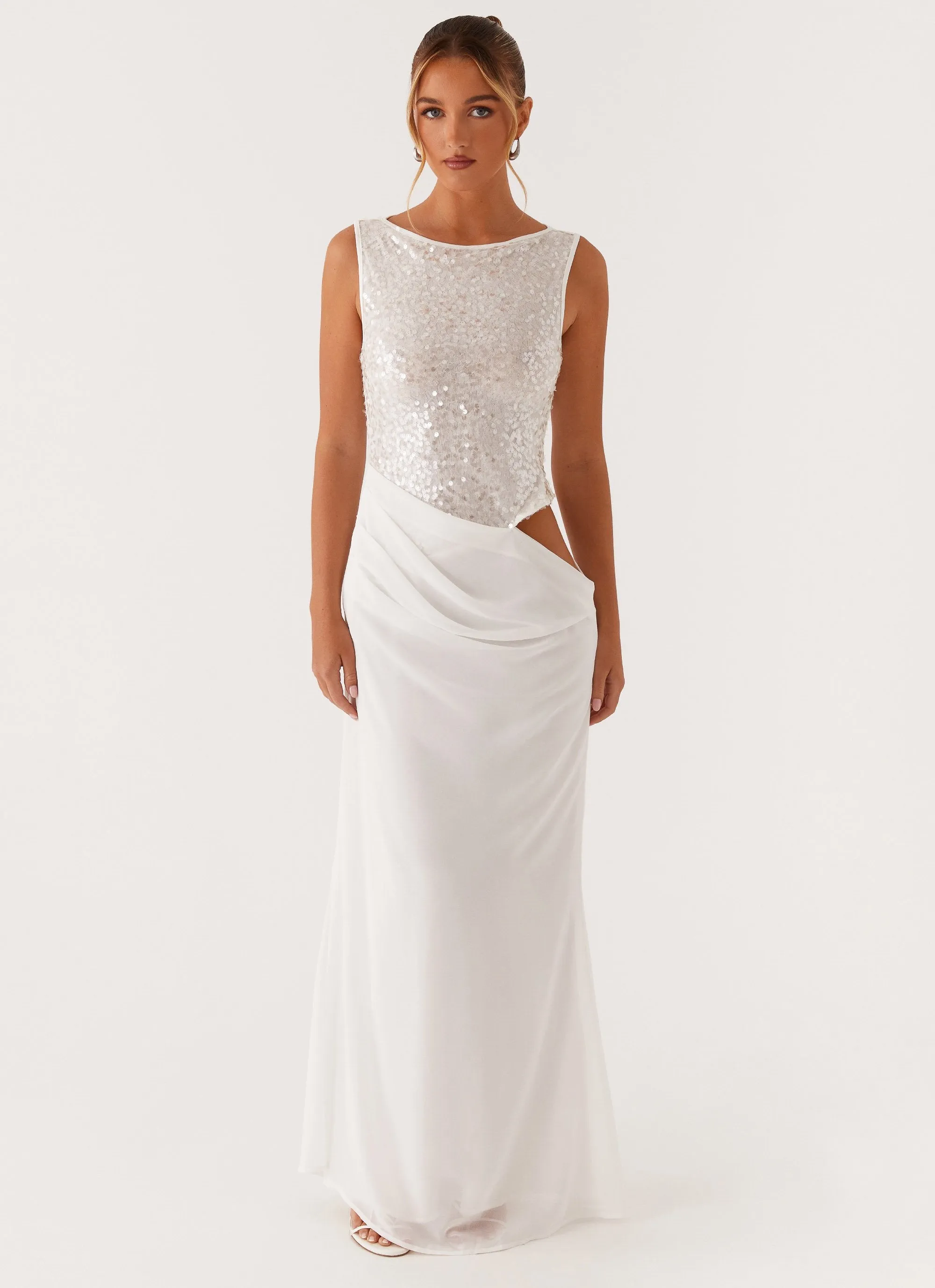 Above Ground Sequin Maxi Dress - White Power Soft Soft Presence