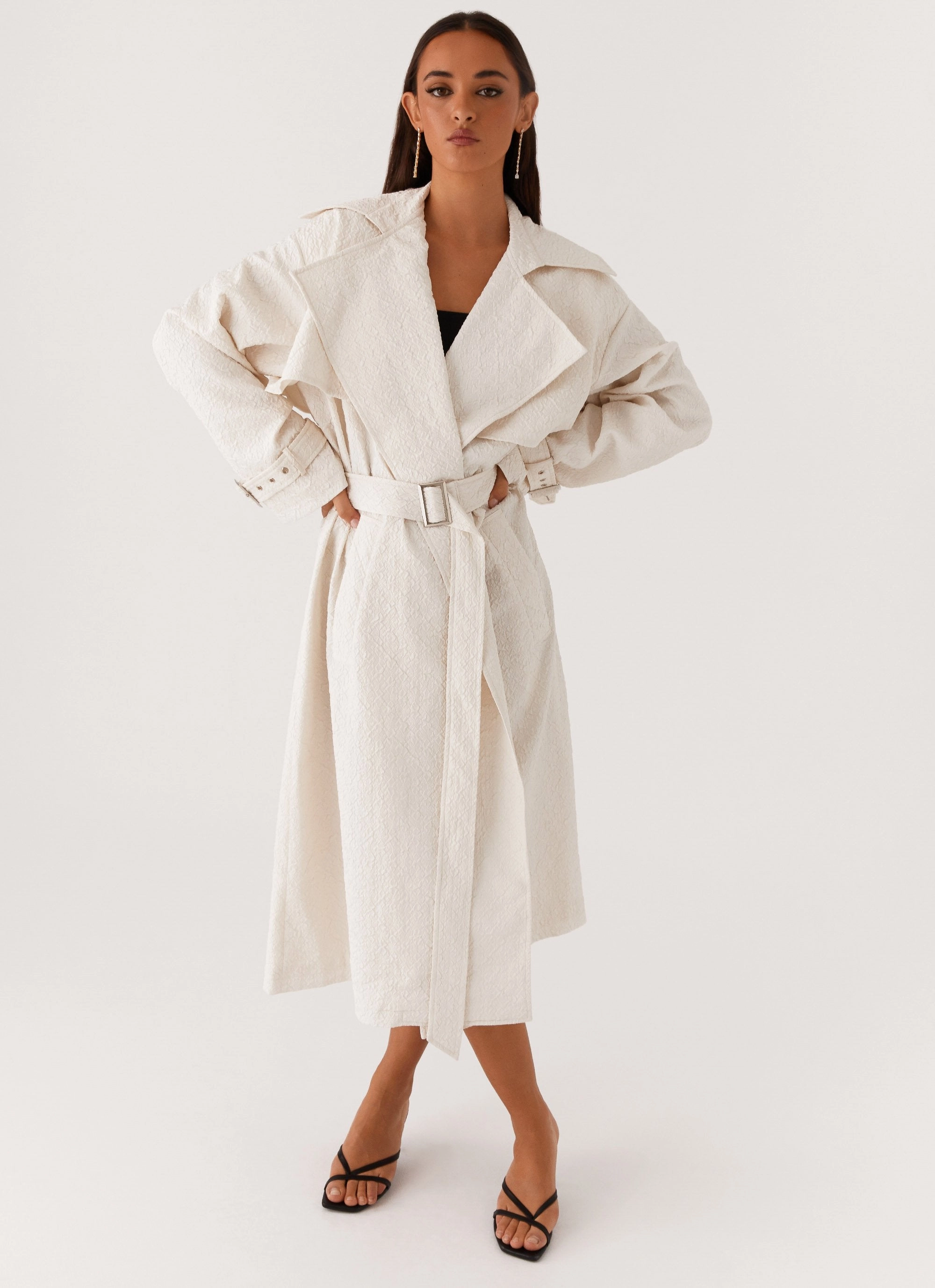 Phoenix Oversized Trench Coat - Ivory MultiPocketStyle