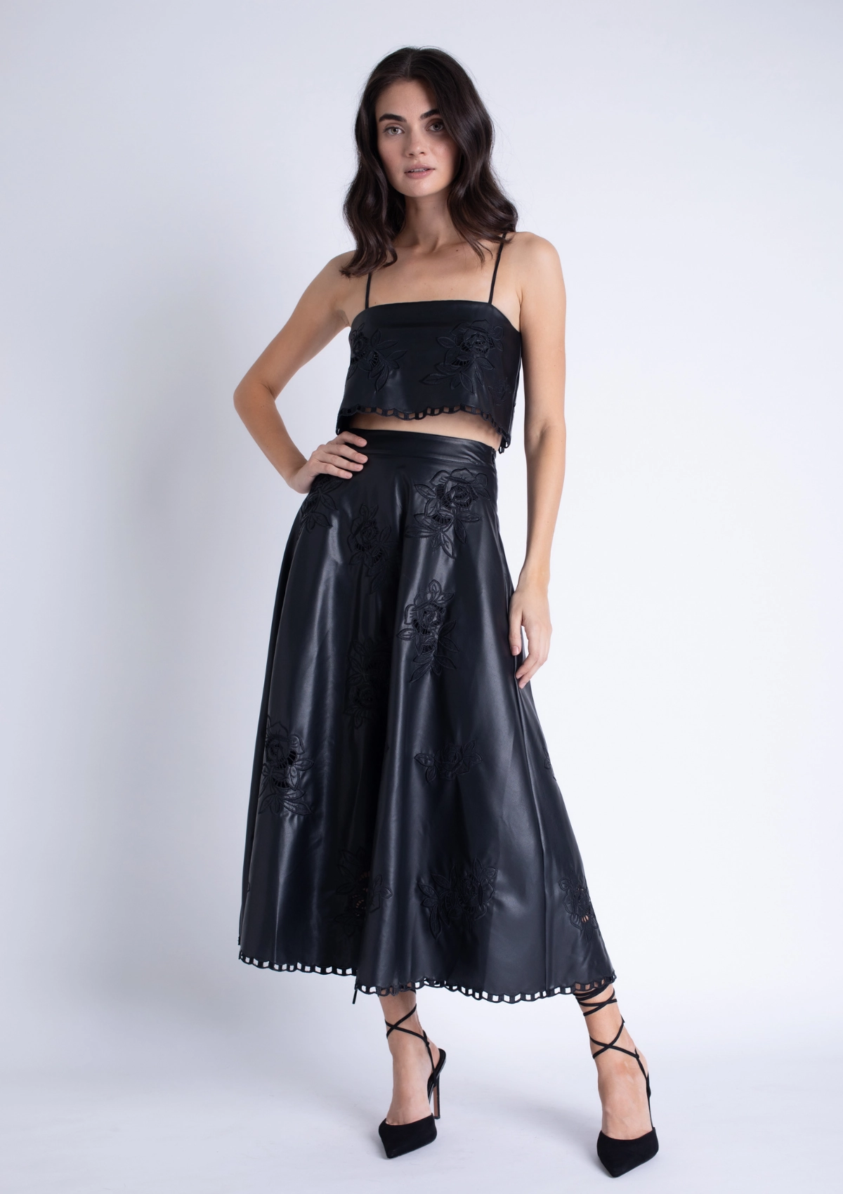 Ava Vegan Leather Top Button Down Collar Style