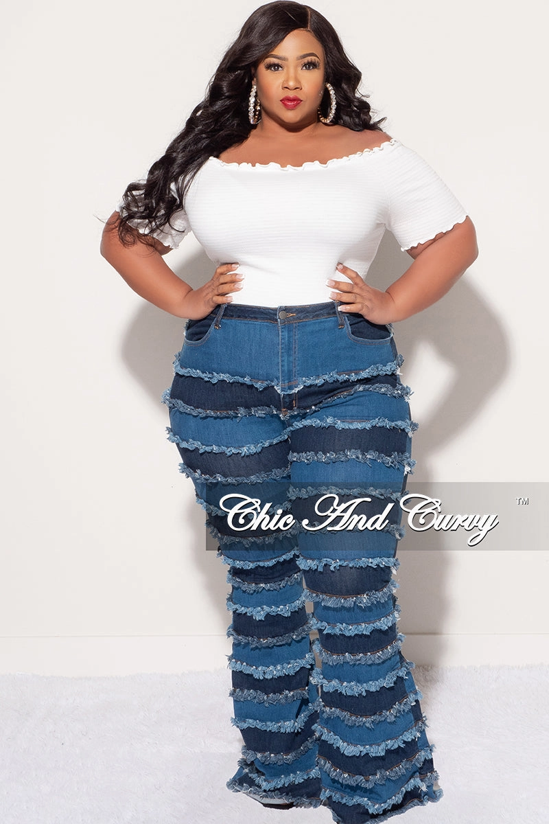 Timeless Wear Stylish Comfort Final Sale Plus Size Frill Crop Top in White