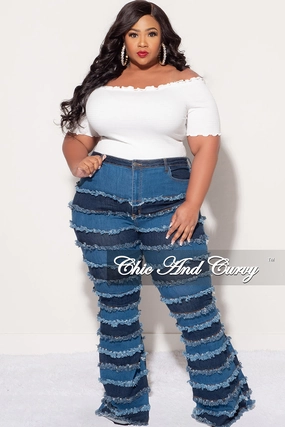 Final Sale Plus Size Frill Crop Top in White ExpandableSidePanels High Quality Material