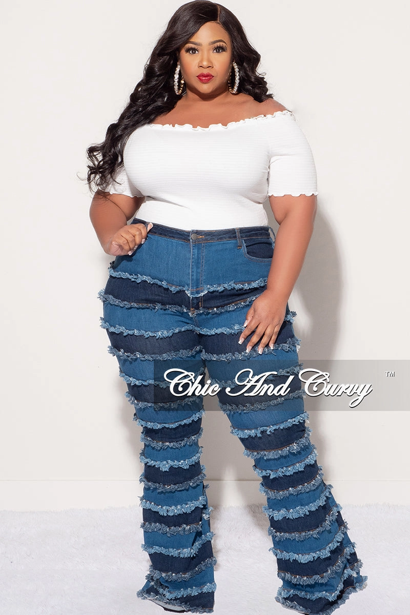 Final Sale Plus Size Frill Crop Top in White ExpandableSidePanels High Quality Material