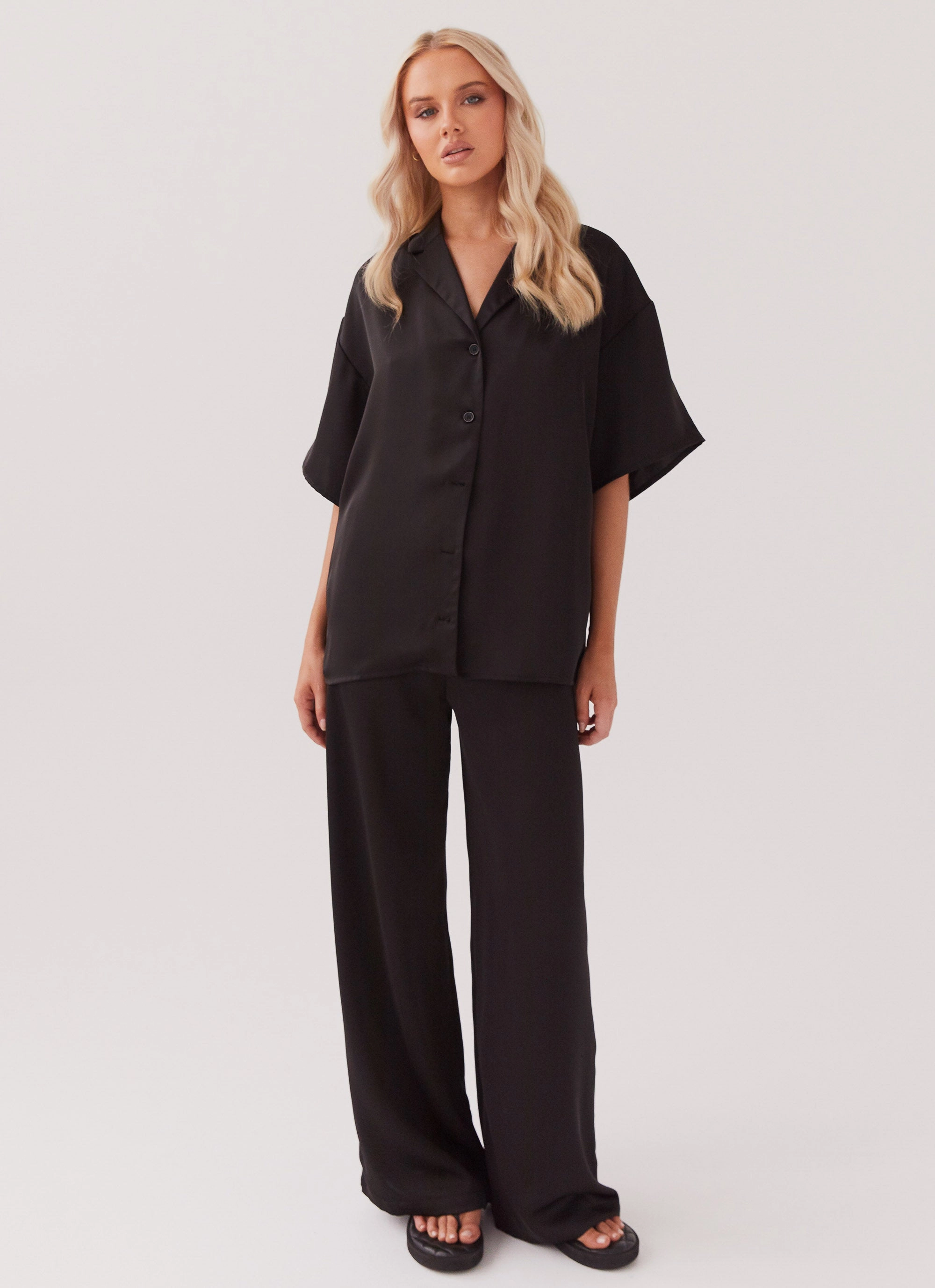 Versatile Fit Layer Polarized Sun Protection Palm Cove Satin Shirt - Black
